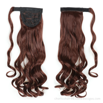 Best Selling Silky Natural Color Long Water Wave Organic Ponytail Attachment Synthetic Afro Kinky Curly Ponytail Hair Extensions